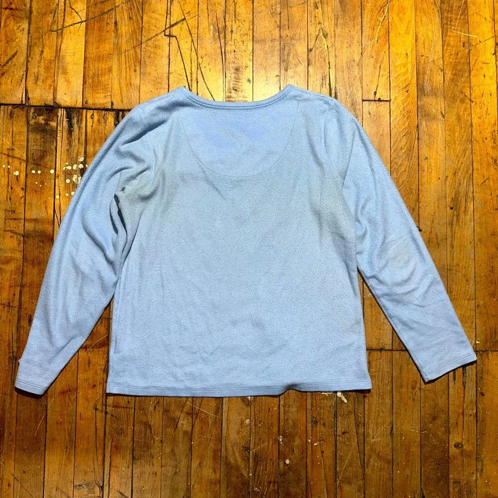Croft & Barrow Pajama Top‎ Womens XS Blue Fleece Long Sleeve V-Neck Pullover
